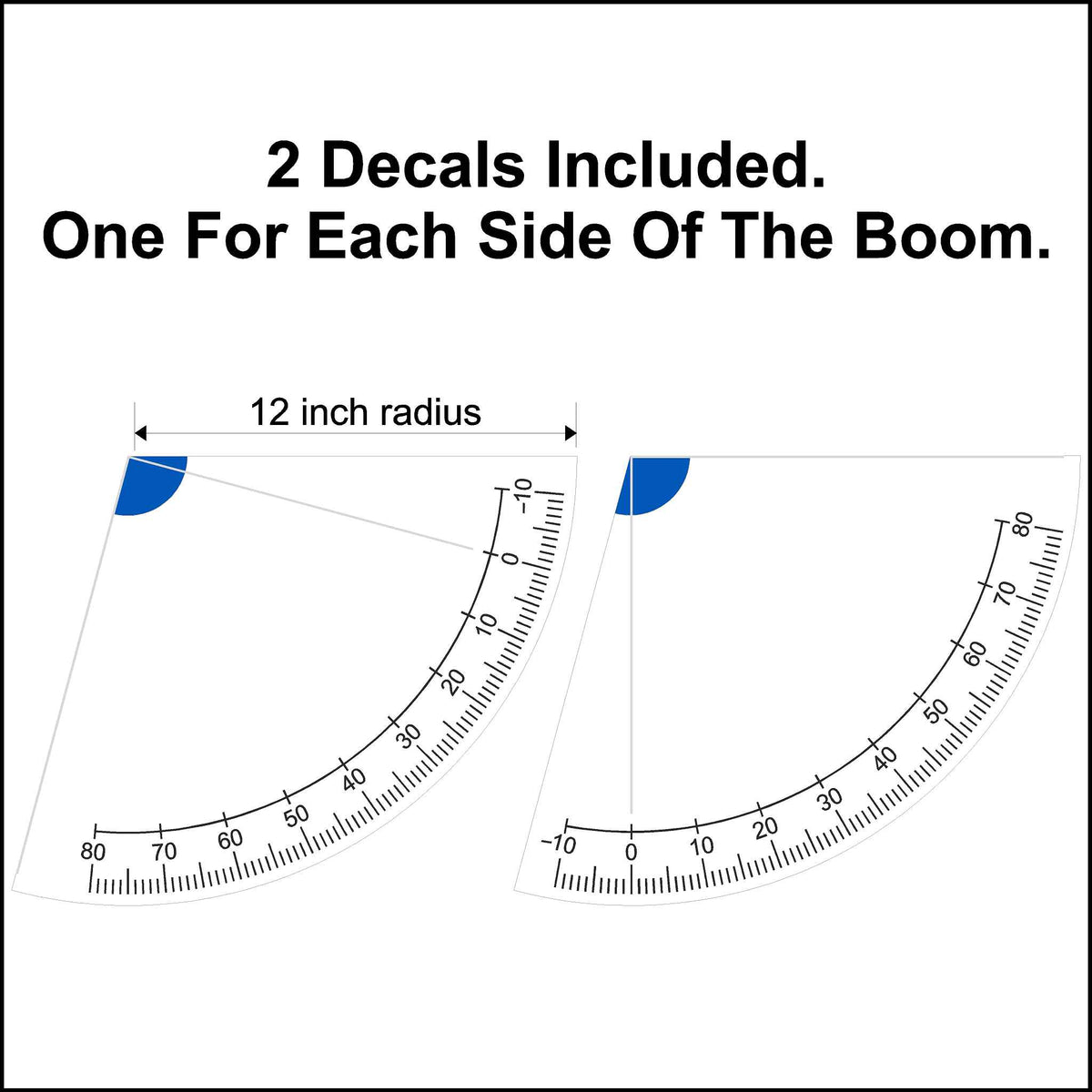 12 Inch Boom Angle Indicator Sticker for Bucket Trucks and Cranes.