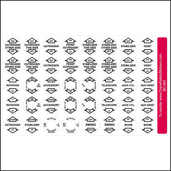 Crane Lever Controls, Crane Control Labels, Manitex Crane, Terex Crane