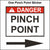 Pinch Point Decal Printed with a Red ANSI DANGER Header. The words Pinch Point are in black on a white background.