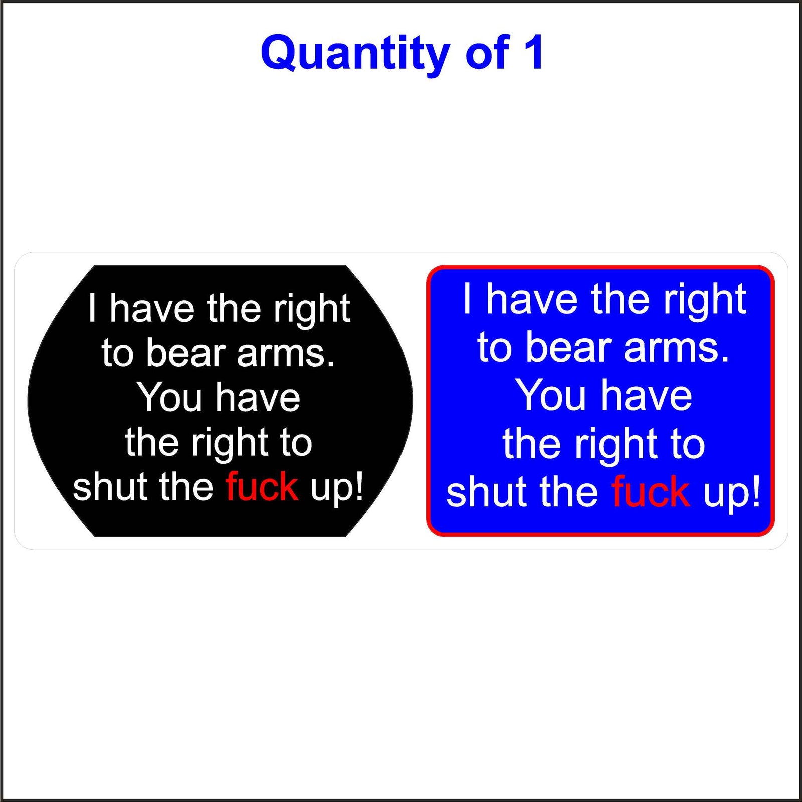 The Text on This Right to Bear Arms Sticker Reads. I Have the Right to Bear Arms. You Have the Right to Shut the F_CK Up!