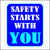 Blue, Teal, and White Safety Starts With You Sticker