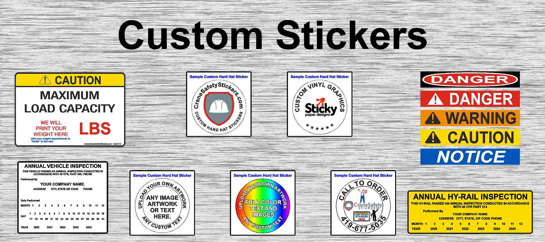 Custom Safety Stickers add your own text and images Tagged