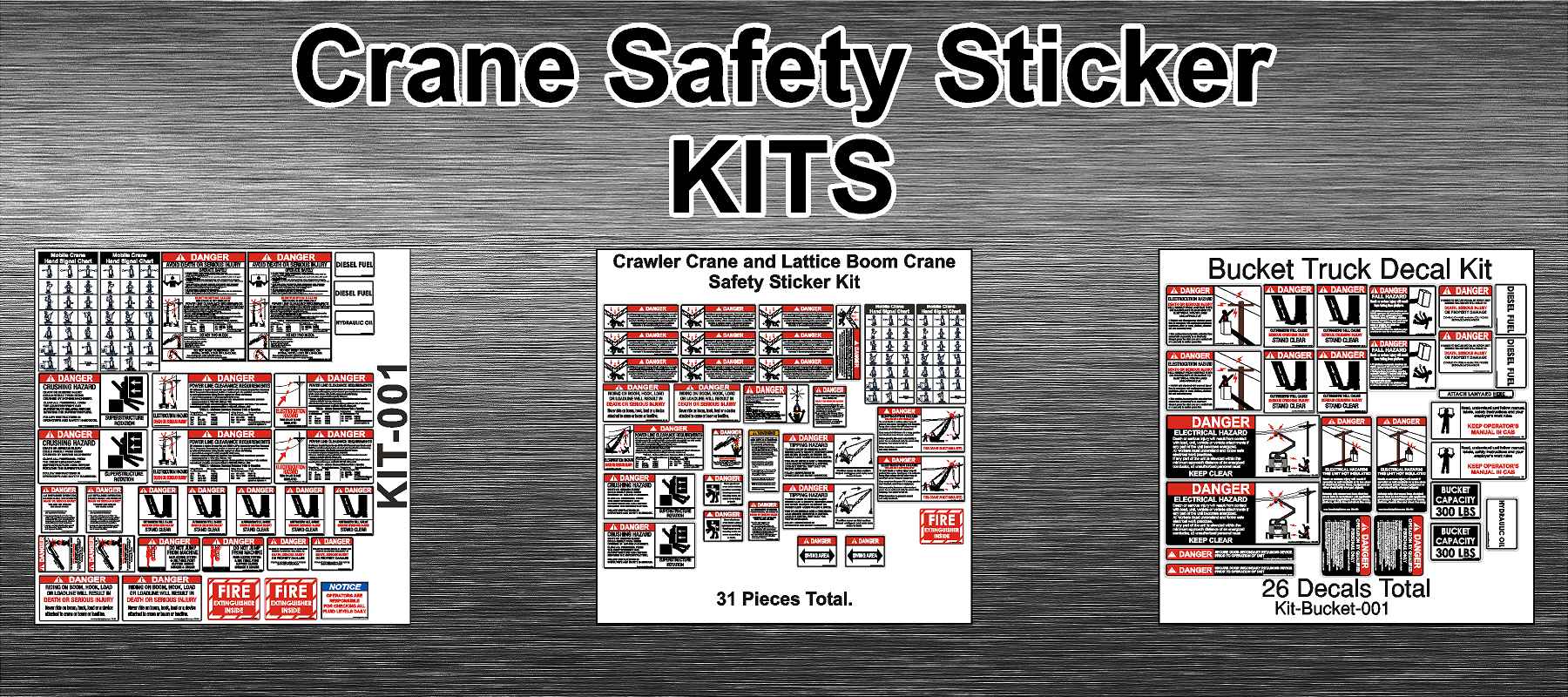 Safety Sticker Kit Crane Safety Sticker Kits for Cranes, Crawlers, Bucket and Boom Trucks