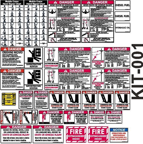 Crane Safety Sticker Kits and Crane Safety Decal Kits