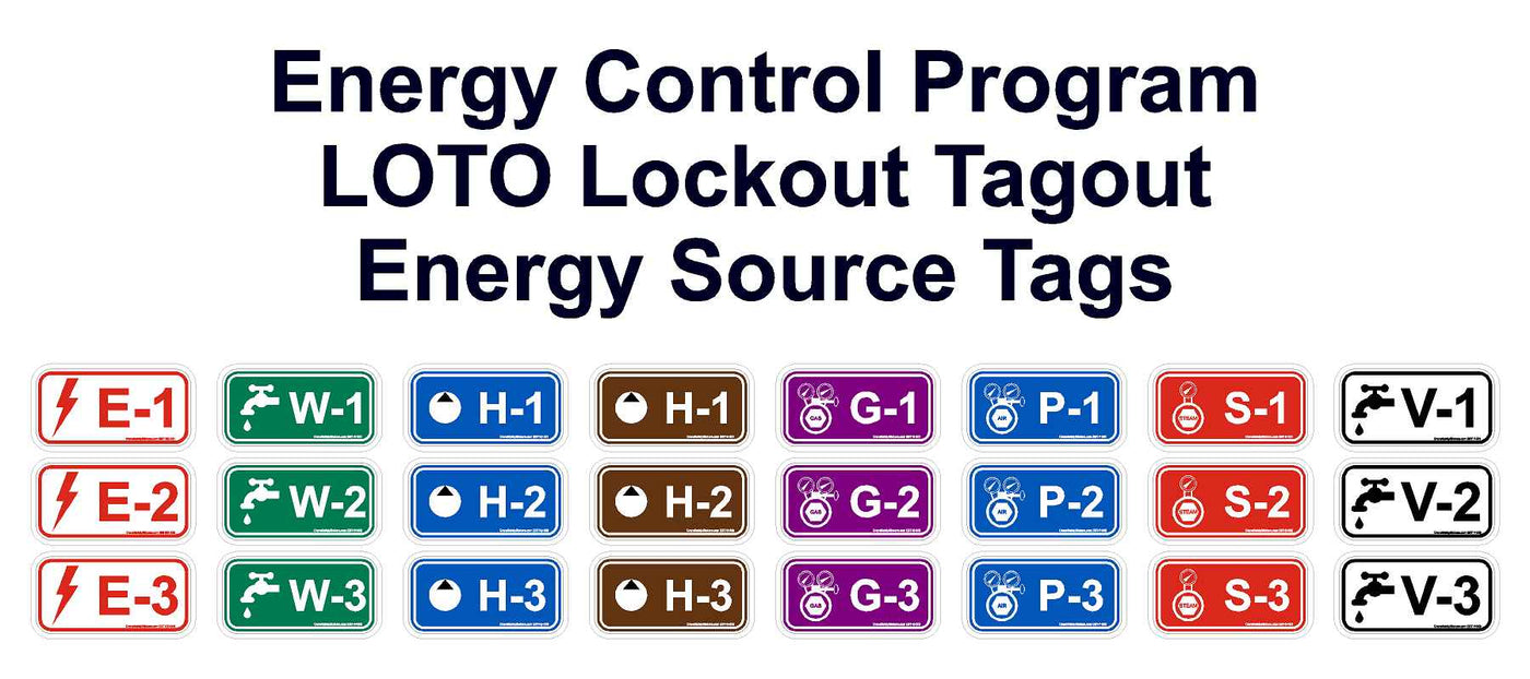 Energy Control Program LOTO Lockout Tagout Energy Source Tags