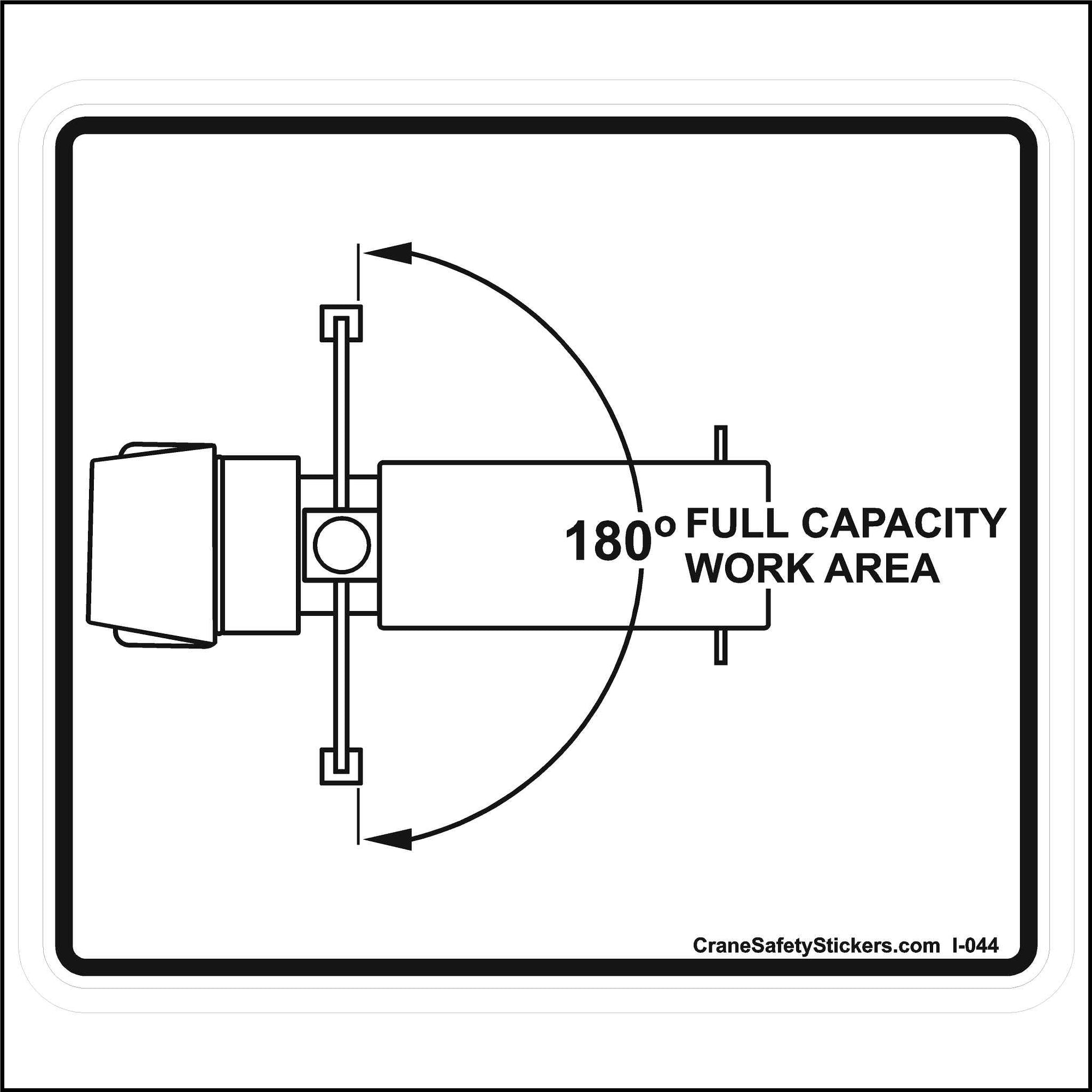 180 Degree Full Capacity Work Area Sticker for a National 500C National 560C Boom Truck.