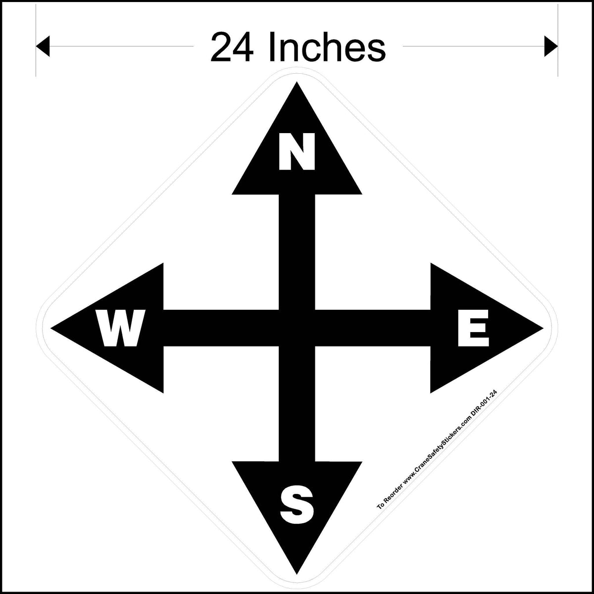 24 Inch North South East West Overhead Crane Directional Decal.