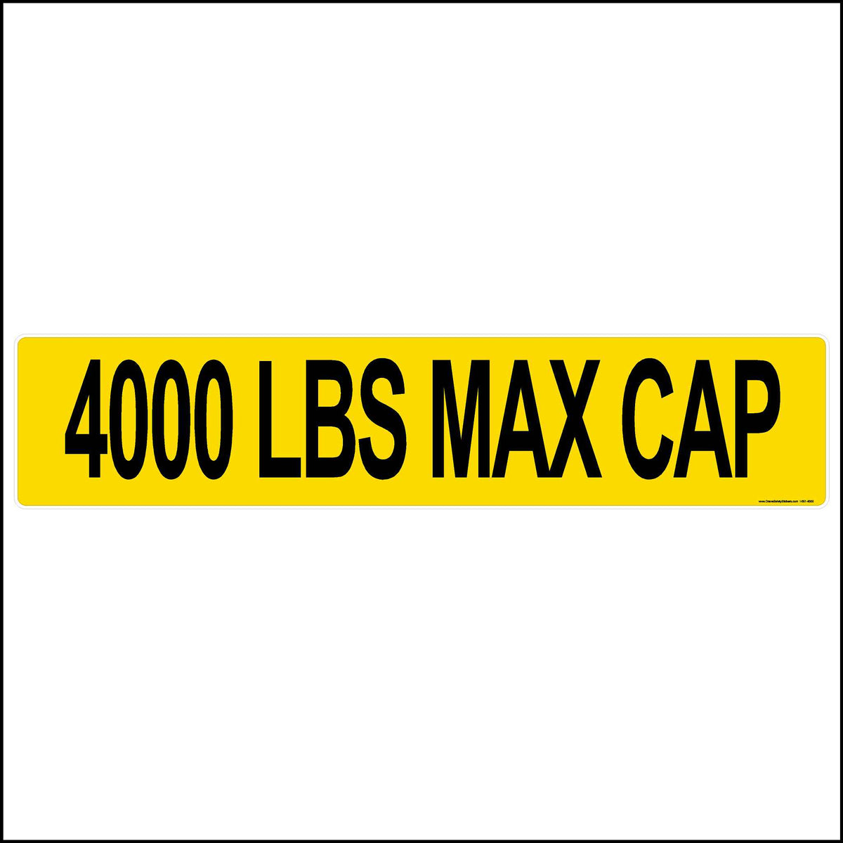 Max Cap Sticker for Car Lift, Pallet Racking, and Chain Hoists