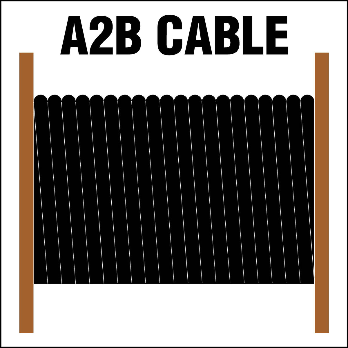 This Illustration Shows a Roll of Black a2B Cable on a Brown Wooden Spool.
