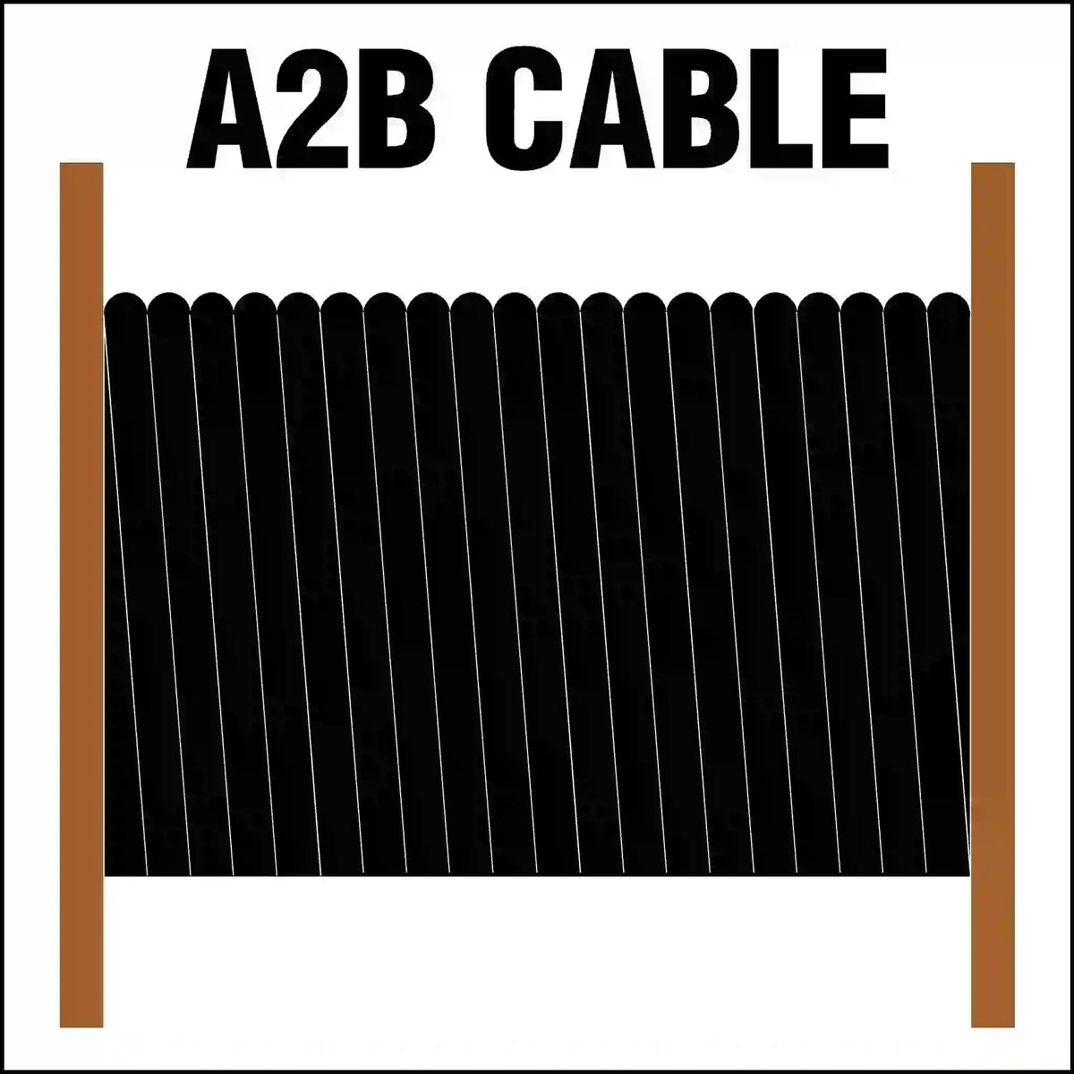 Diagram of A2B cable with brown outer wire reel on a white background.