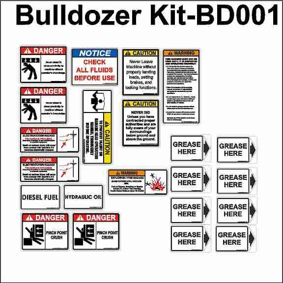 Bulldozer Sticker Kit - OSHA & ANSI-Compliant Crane Safety Stickers ...