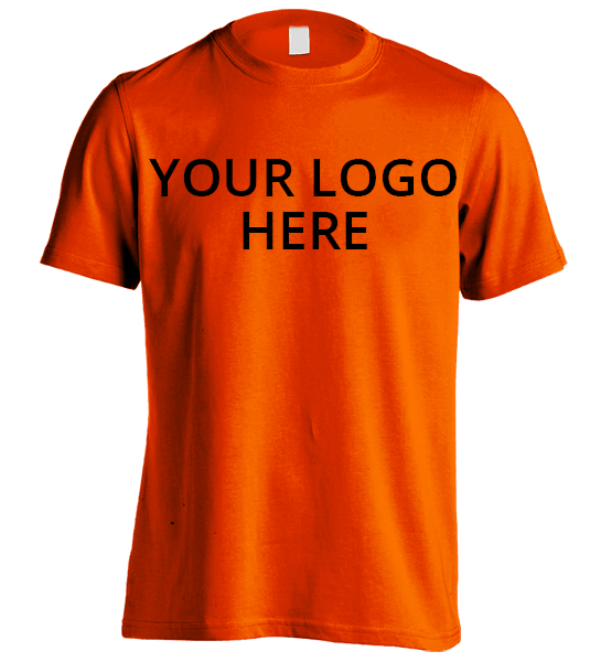 Safety Orange Short Sleeve T-Shirt Printed With Your Company Logo on front.