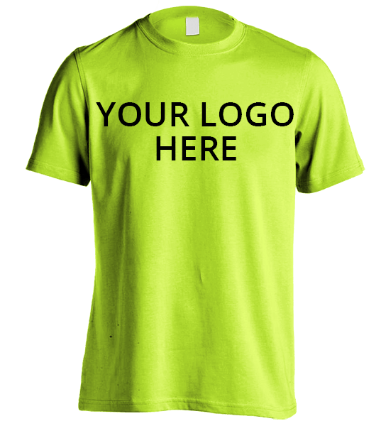 Safety Green Short Sleeve T-Shirt Printed With Your Company Logo Front