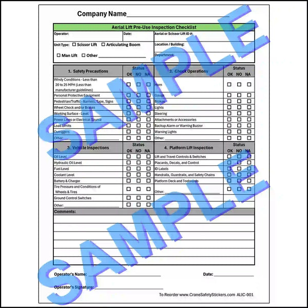 Awp Inspection Checklist Aerial Lift Inspection Checklist - OSHA & ANSI-Compliant Crane Safety ...