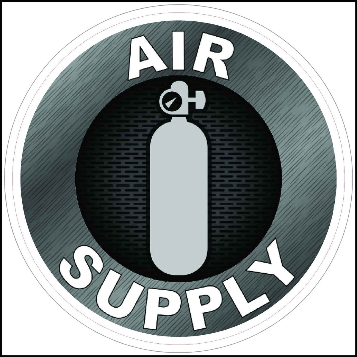 Air Supply Tank label for air tanks printed in steel gray.