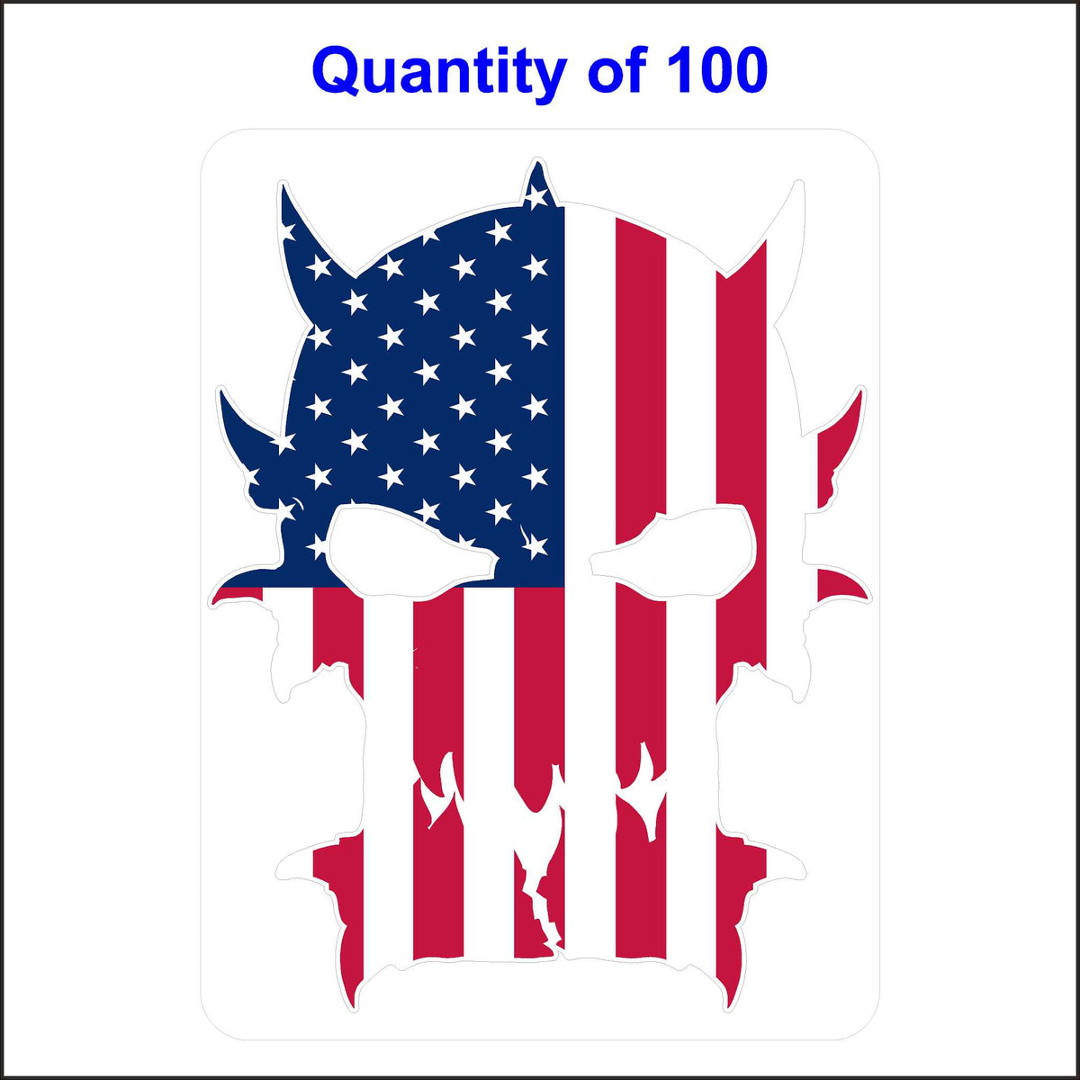 American Flag On Skull Stickers. 100 Quantity.