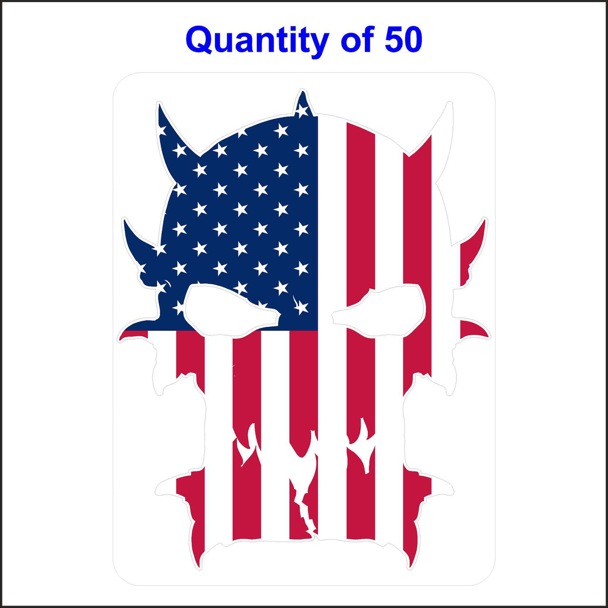 American Flag On Skull Stickers. 50 Quantity.