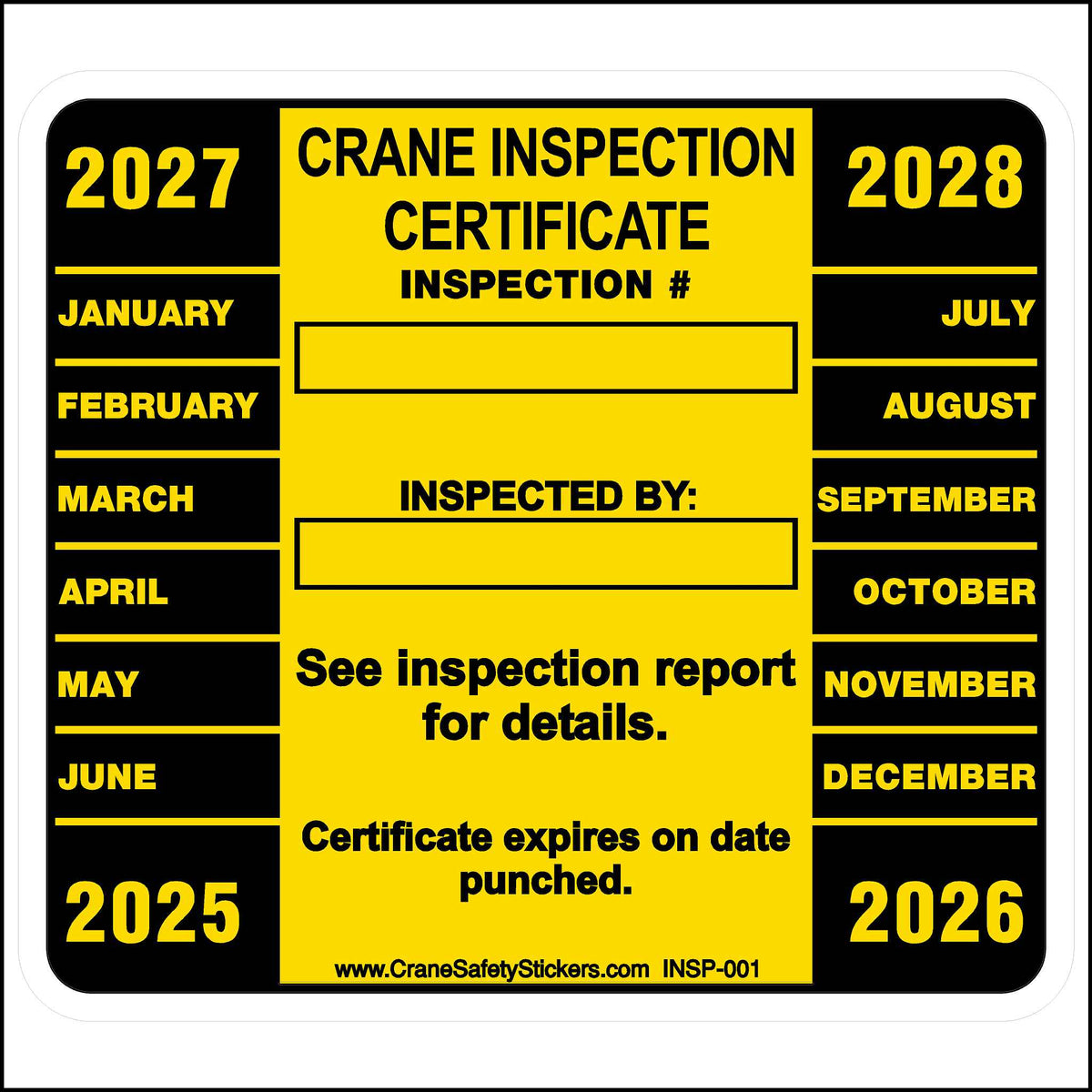 Annual Crane Inspection Stickers