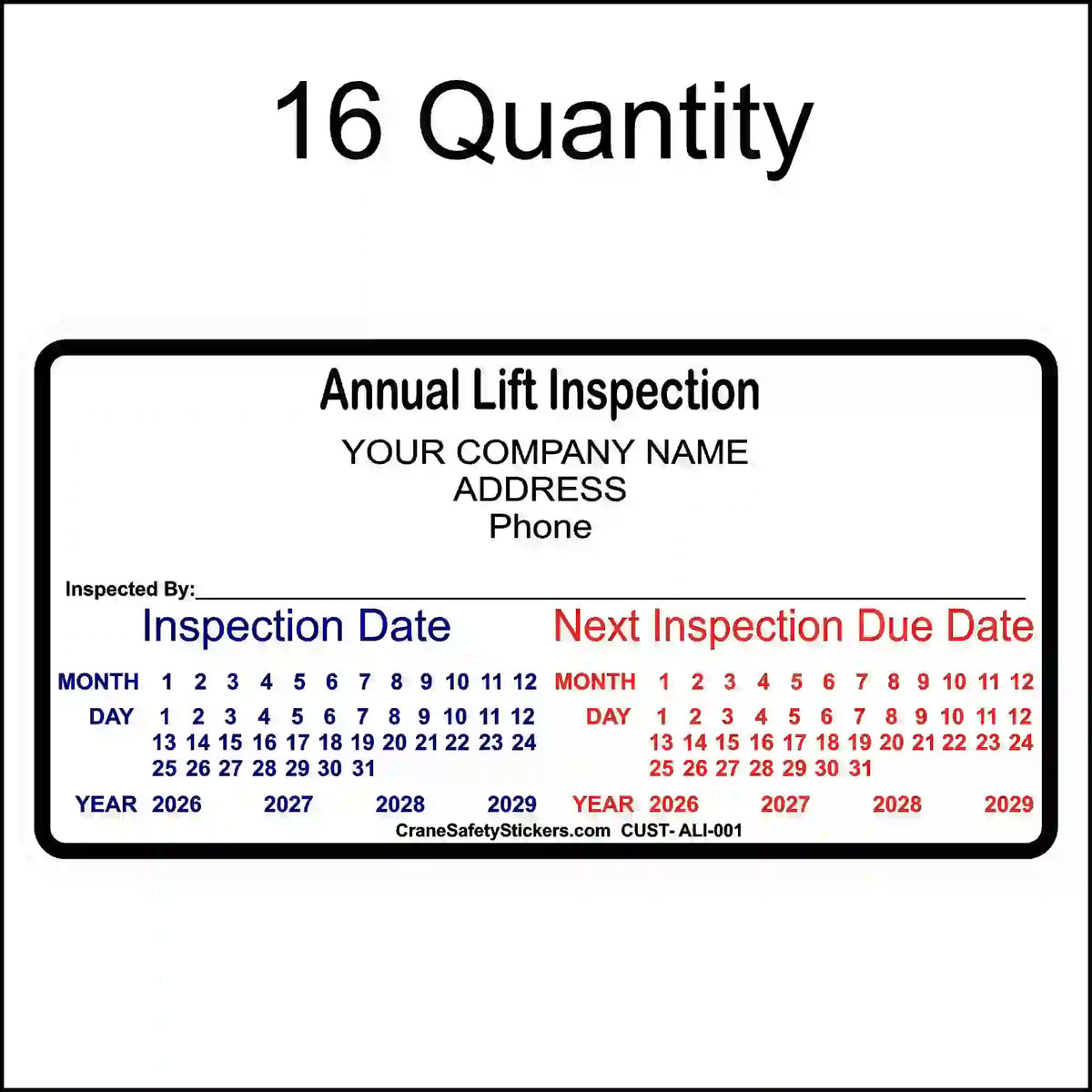Annual Lift Inspection Stickers