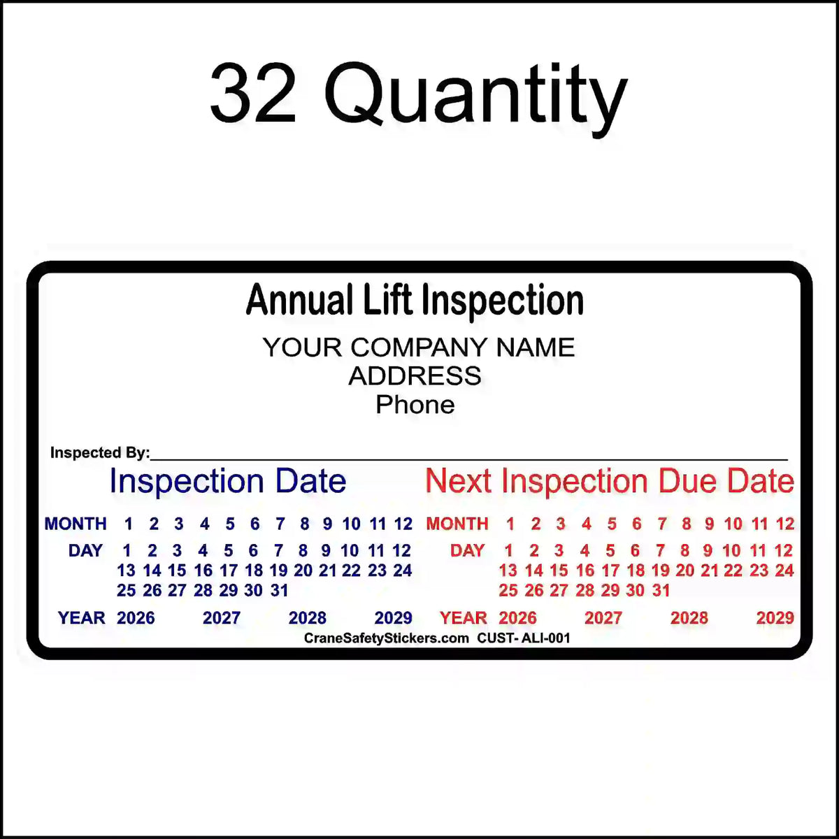 Annual Lift Inspection Stickers