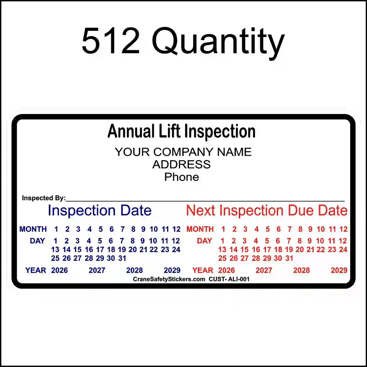 Annual Lift Inspection Stickers