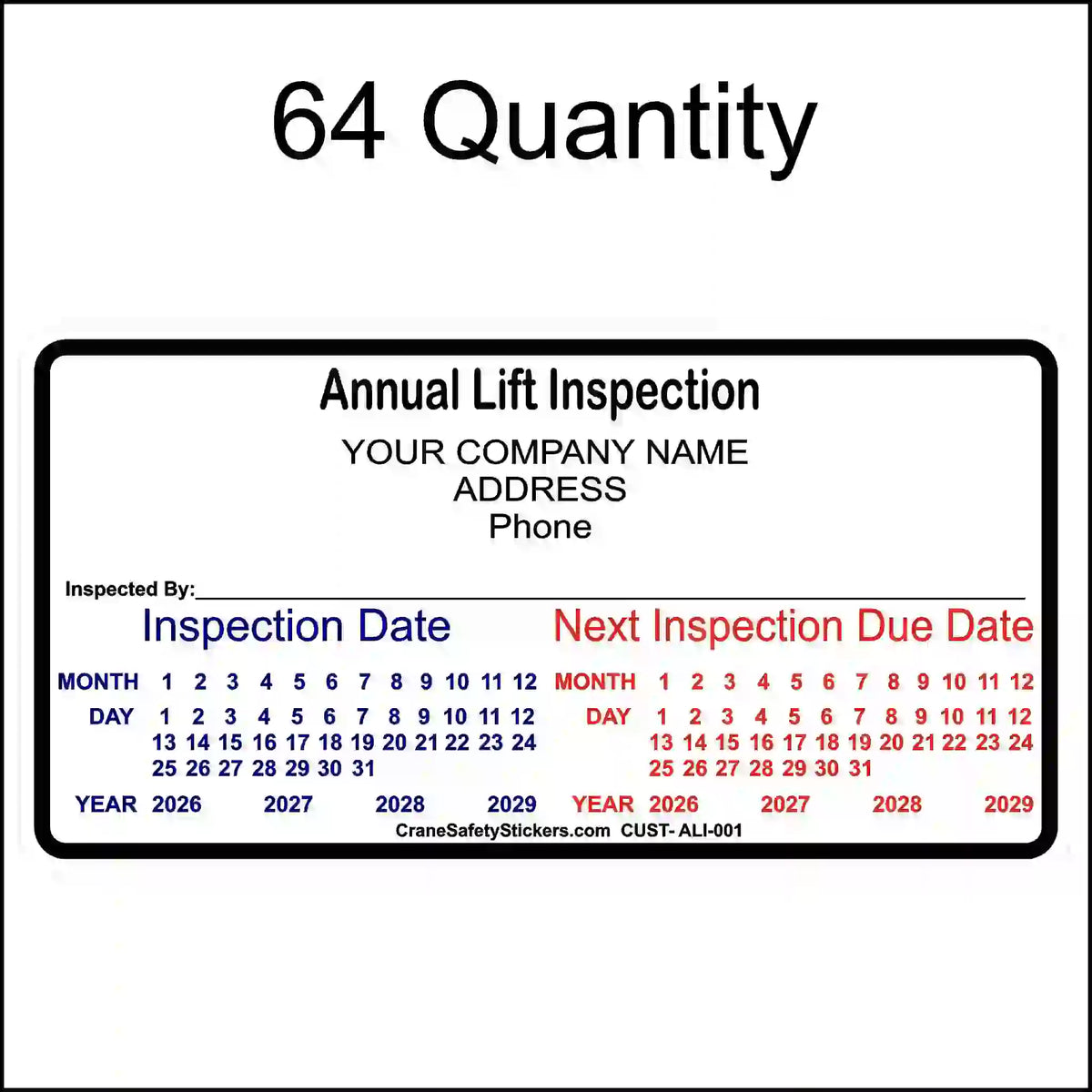 Annual Lift Inspection Stickers