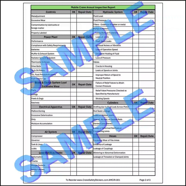 Crane Inspection Report - ASME B30.5 - OSHA & ANSI-Compliant Crane ...