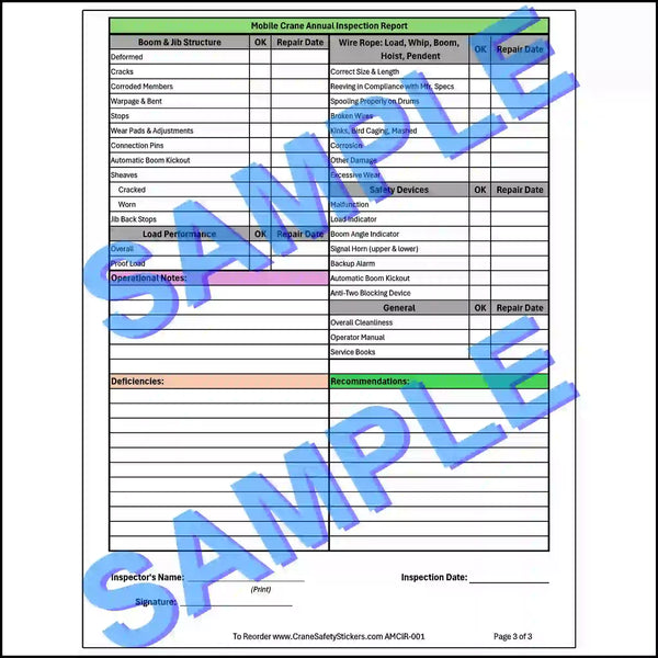 Crane Inspection Report - ASME B30.5 - OSHA & ANSI-Compliant Crane ...