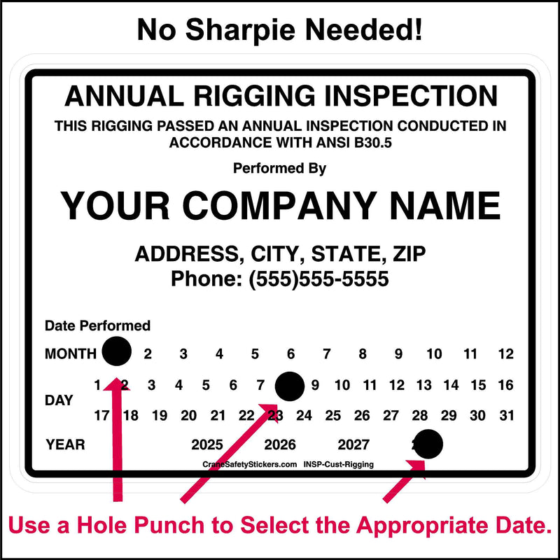 Custom Rigging Inspection Sticker Ready to Print and Ship - OSHA & ANSI ...