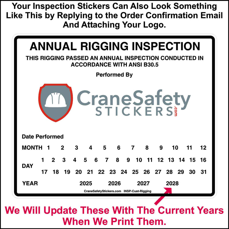Custom Rigging Inspection Sticker Ready to Print and Ship - Crane ...
