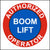 Authorized boom lift operator sticker printed in red white and blue