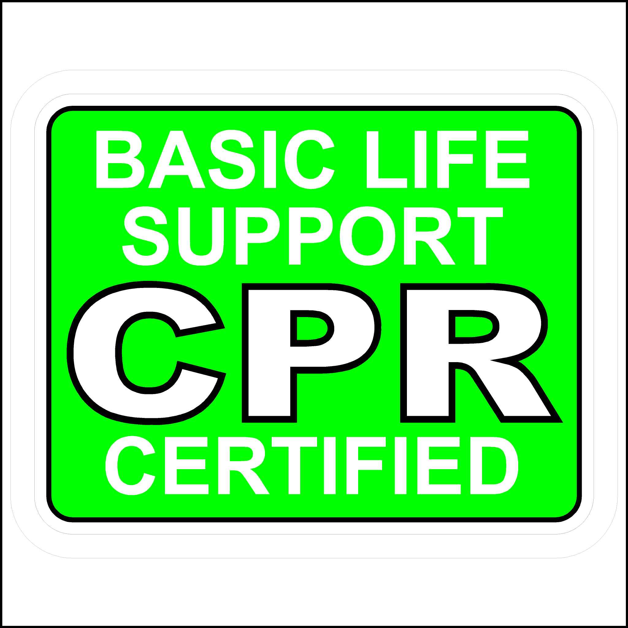 Basic Life Support CPR Certified Hard Hat Sticker