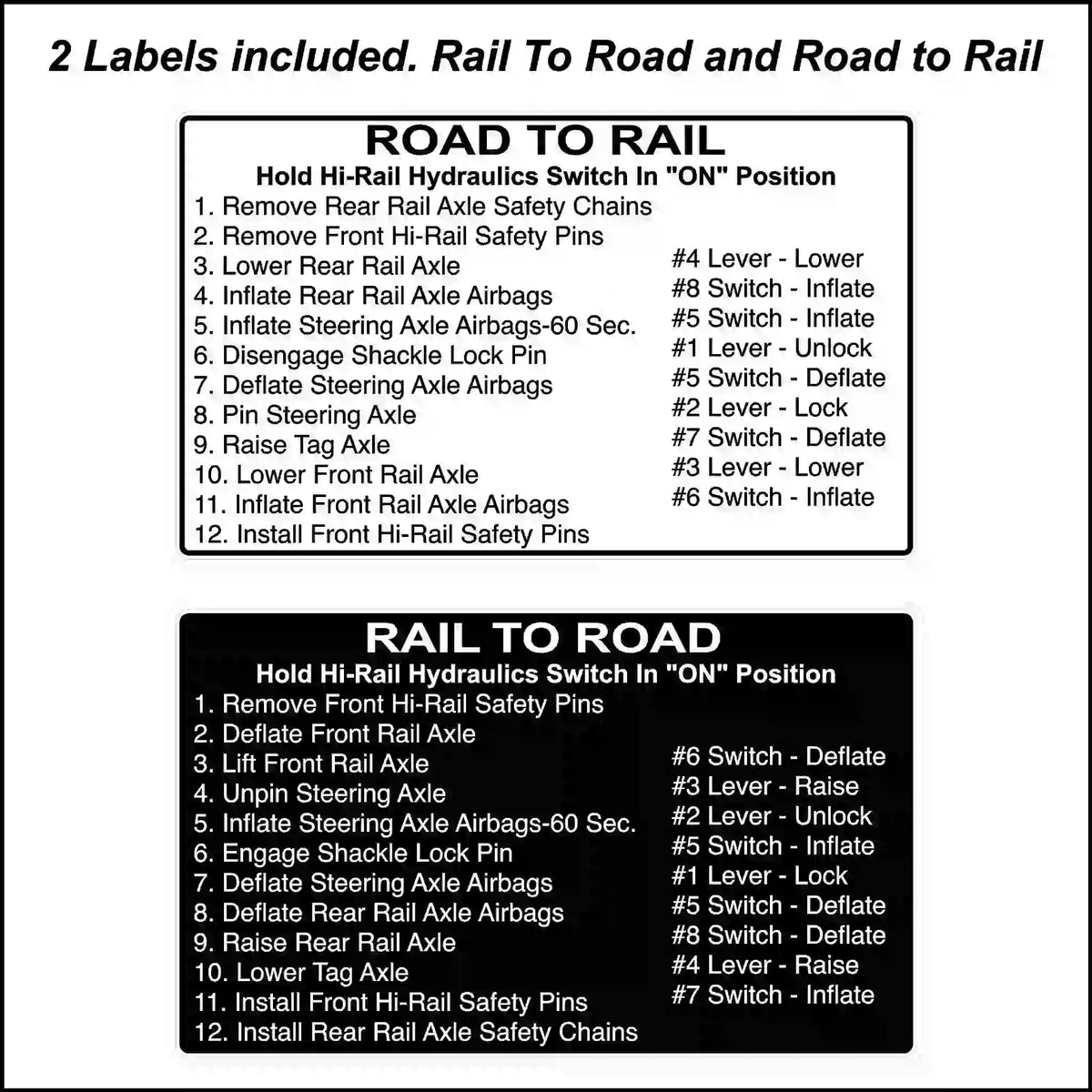 High Rail Truck Safety Stickers | OSHA & ASME Compliant