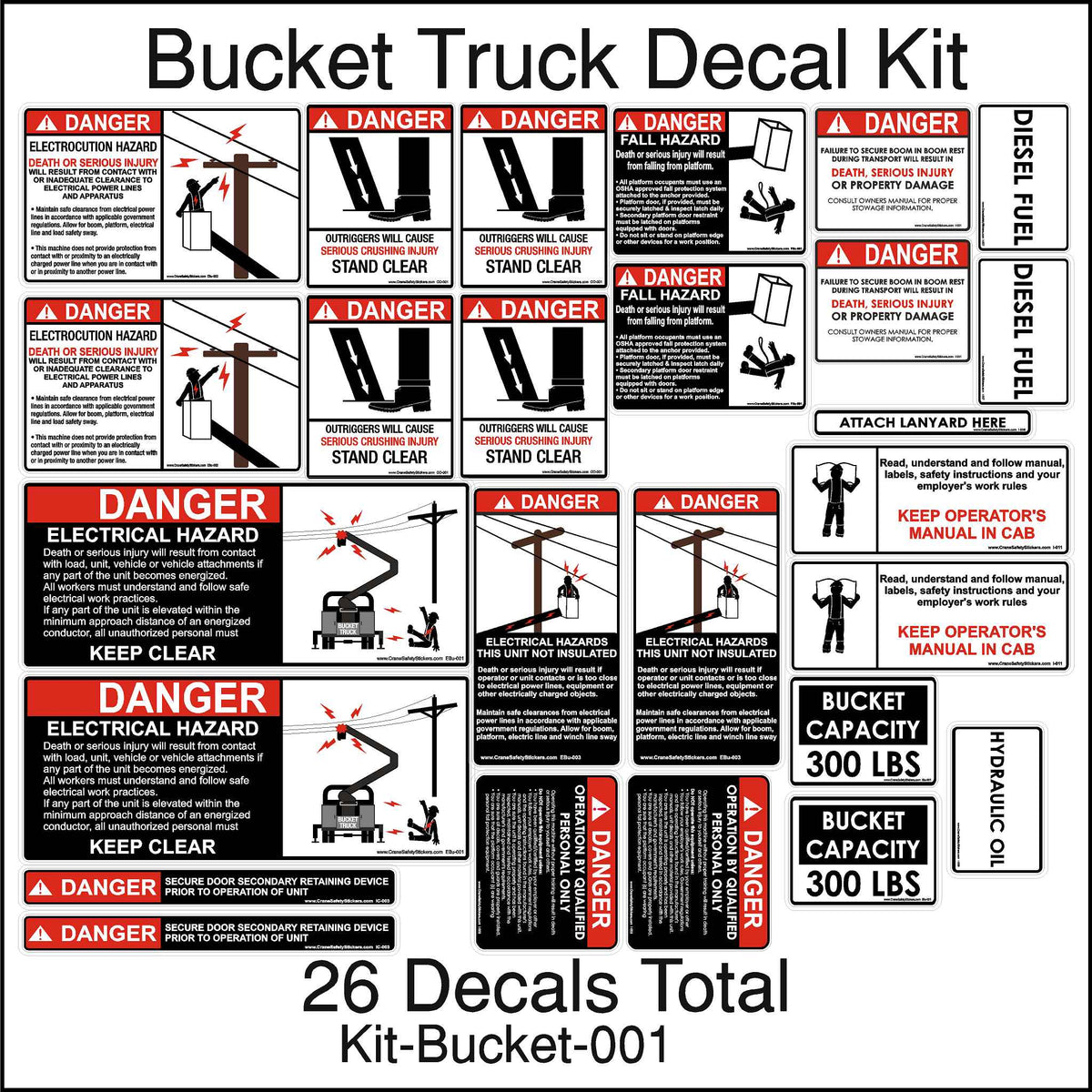 Safety Sticker Kit Crane Safety Sticker Kits for Cranes, Crawlers, Bucket and Boom Trucks
