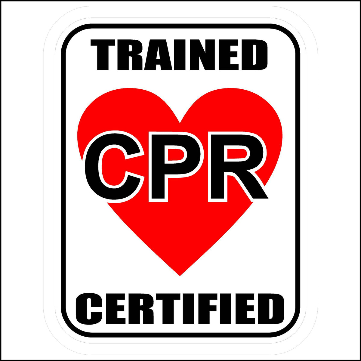 Red, White, and Black CPR Trained and Certified Hard Hat Sticker.