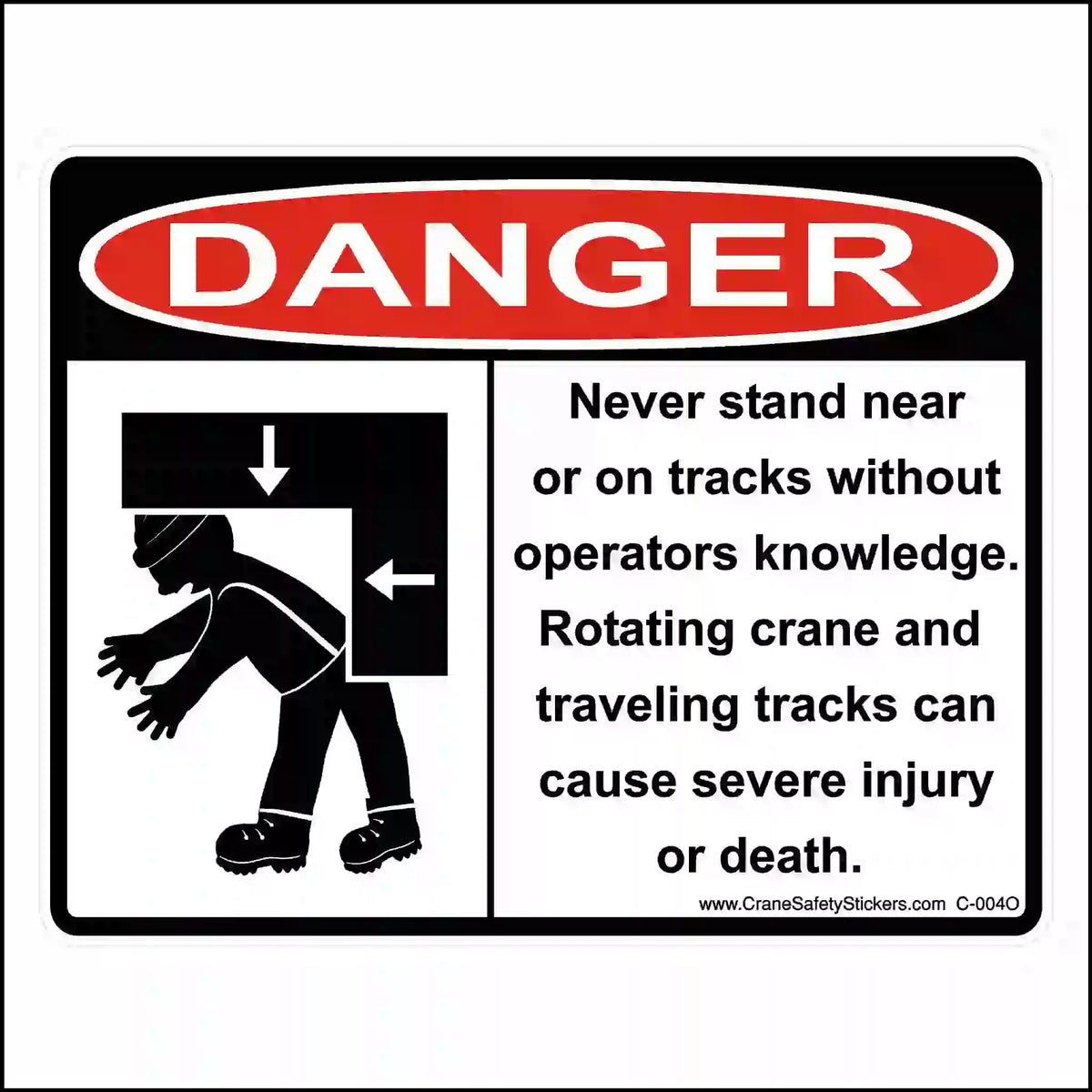Crane Track Crush Hazard Warning Decals: OSHA Compliant Safety
