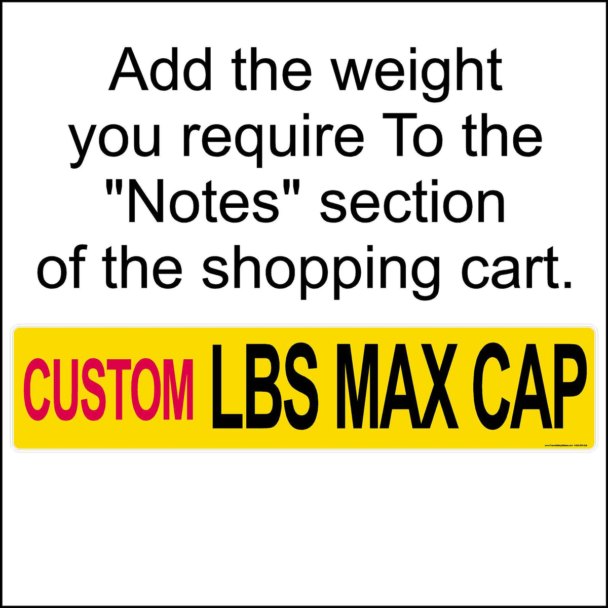 Max Cap Sticker for Car Lift, Pallet Racking, and Chain Hoists