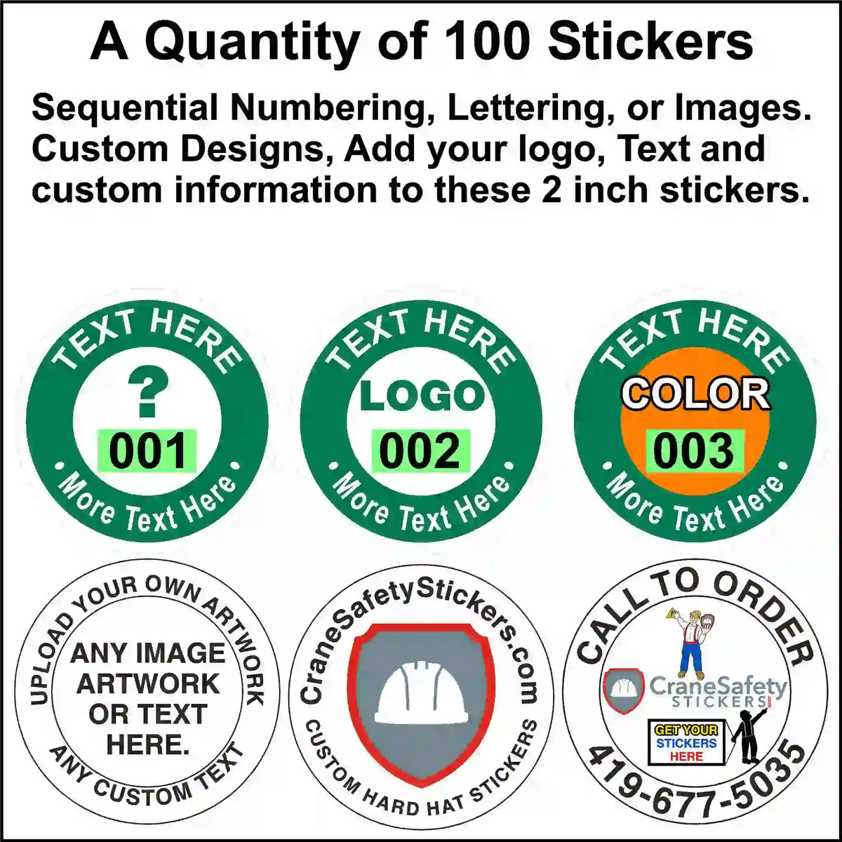 Hard hat stickers with sequential numbers