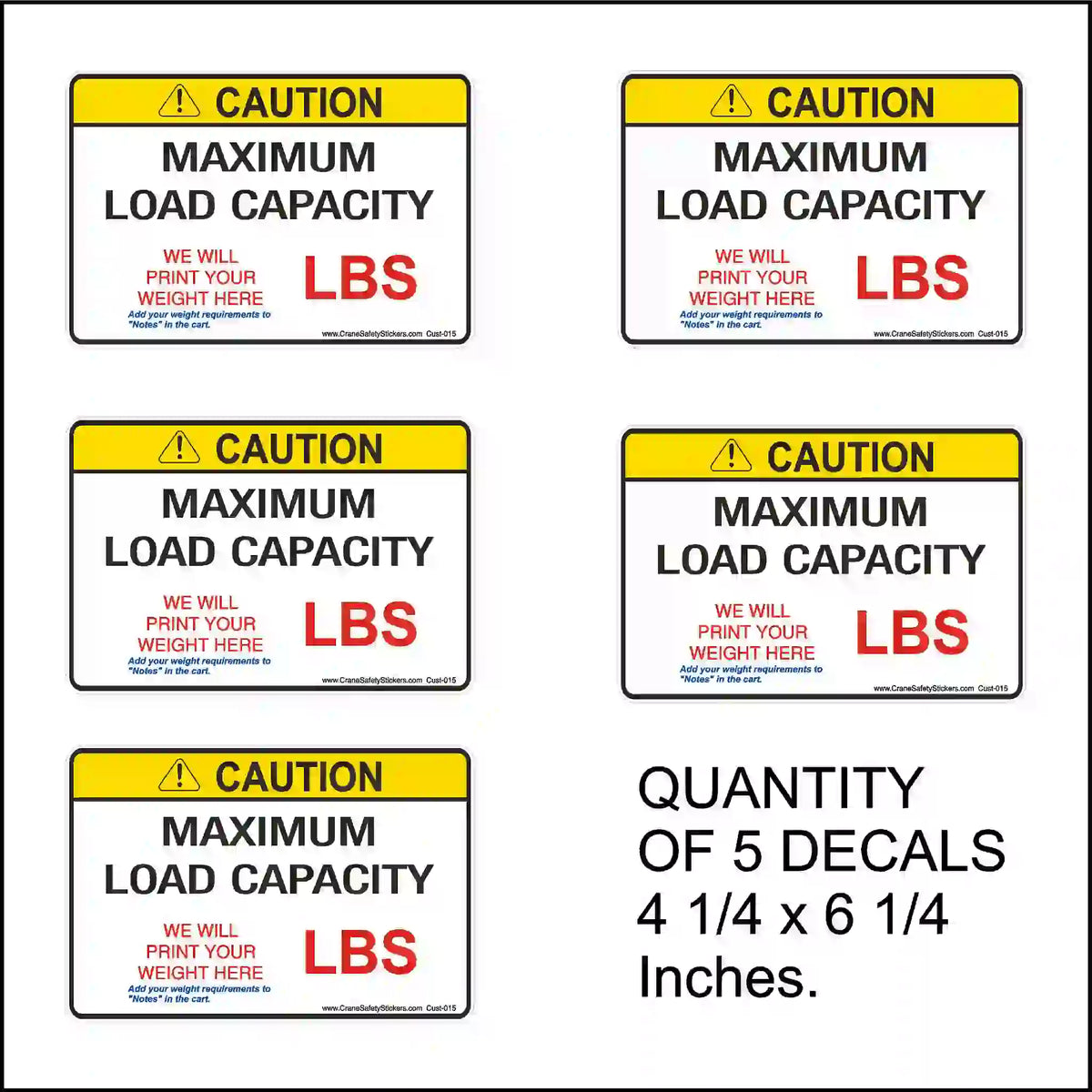 Capacity Sticker Editable Max Load Stickers & Labels - OSHA & ANSI-Compliant Crane Safety ...