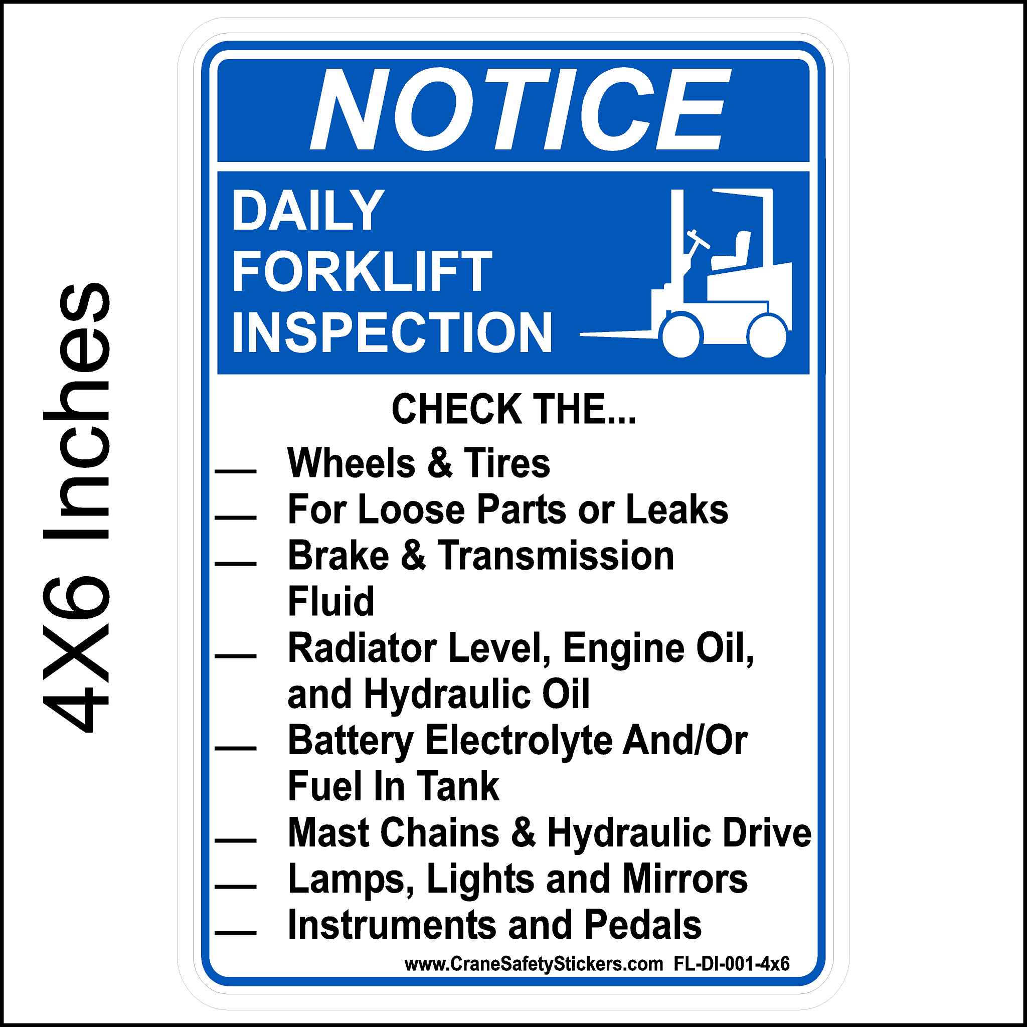 Daily Forklift Inspection Decal - Safety Stickers