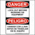 This Bilingual English and Spanish, Danger Lock Out Peligro Safety Sticker Is Printed With. DANGER Lock out before working on equipment. Cerrar con llave antes de trabajar en el equipo.