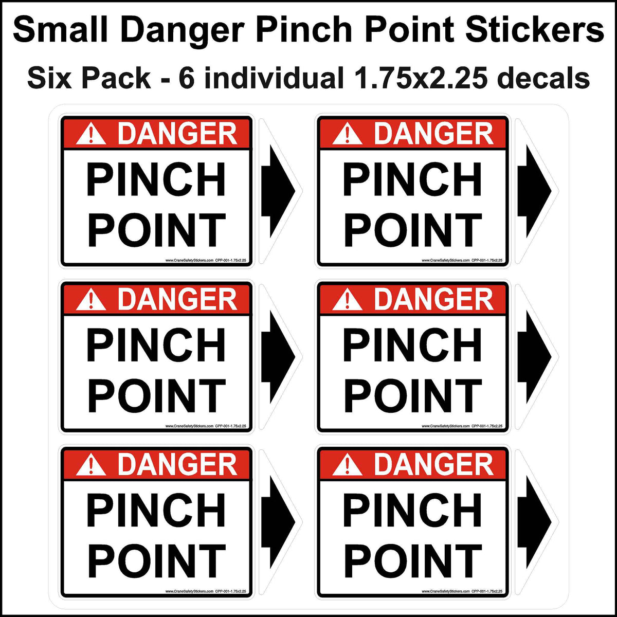 Pinch Point Safety Stickers ANSI and OSHA Compliant Warning Labels