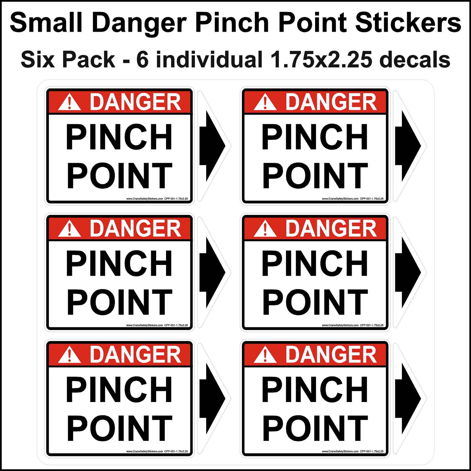 Pinch Point Safety Stickers ANSI and OSHA Compliant Warning Labels