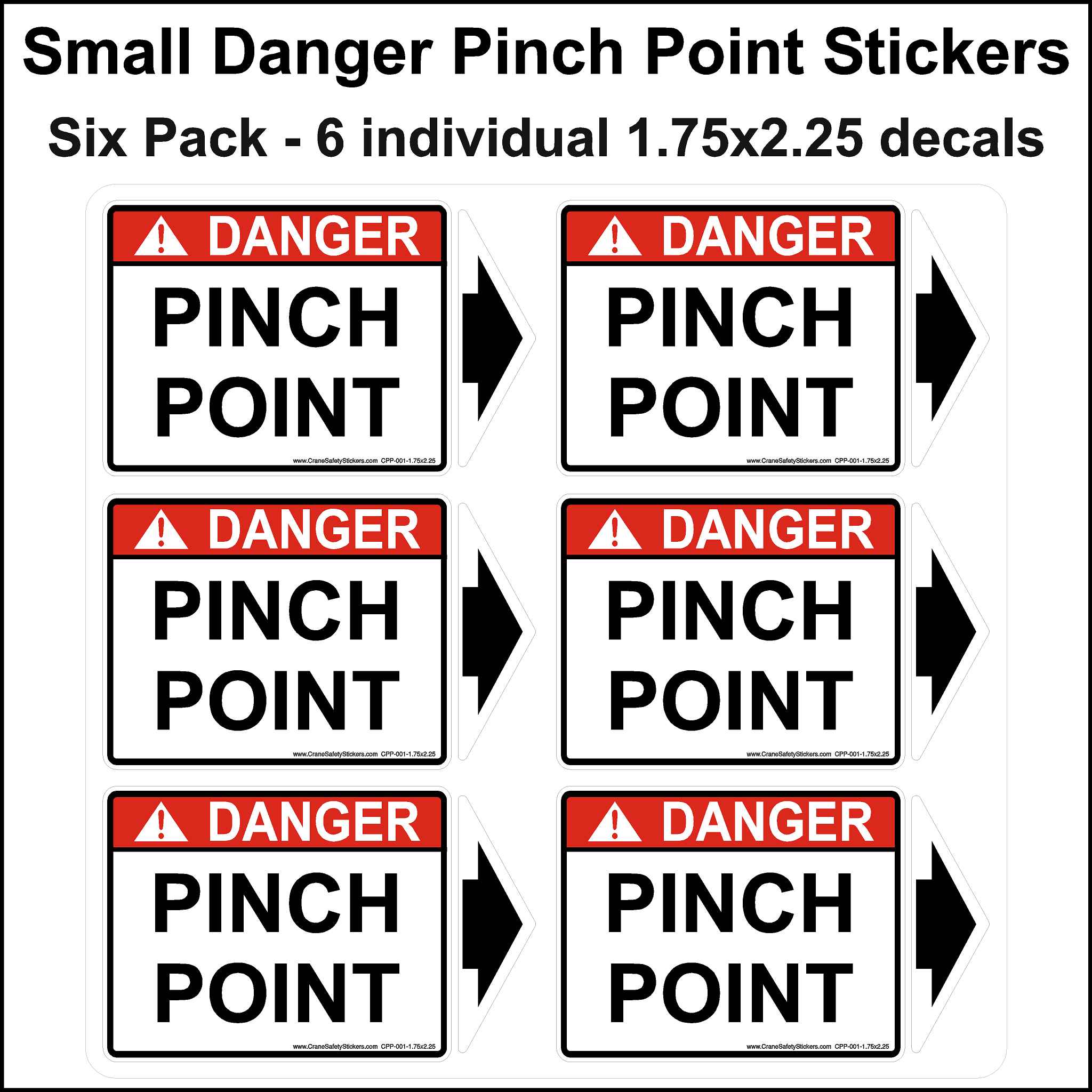 Pinch Point Safety Stickers ANSI and OSHA Compliant Warning Labels