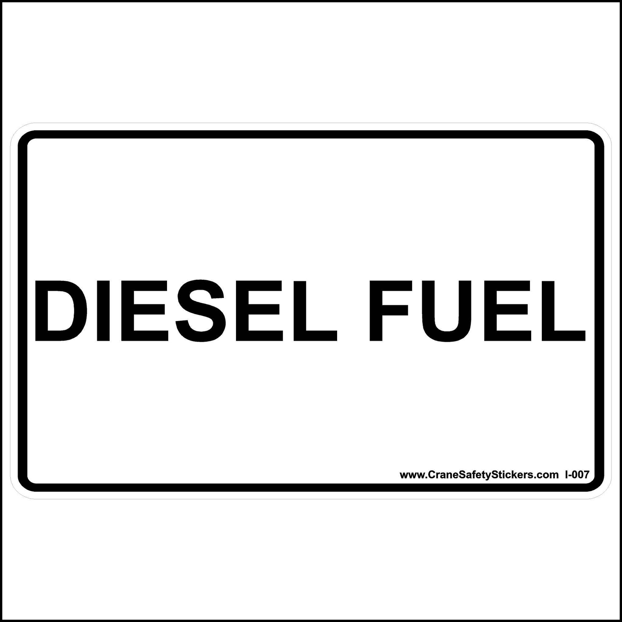 Diesel Fuel Sticker printed with black letters on white background.