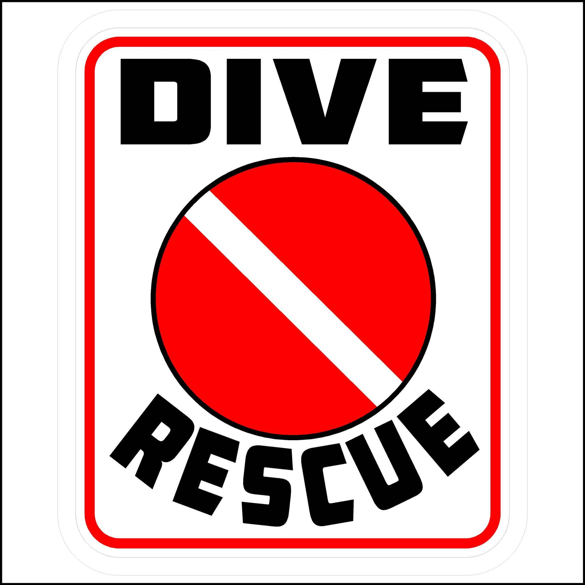 Red, White, and Black Dive Rescue Sticker.