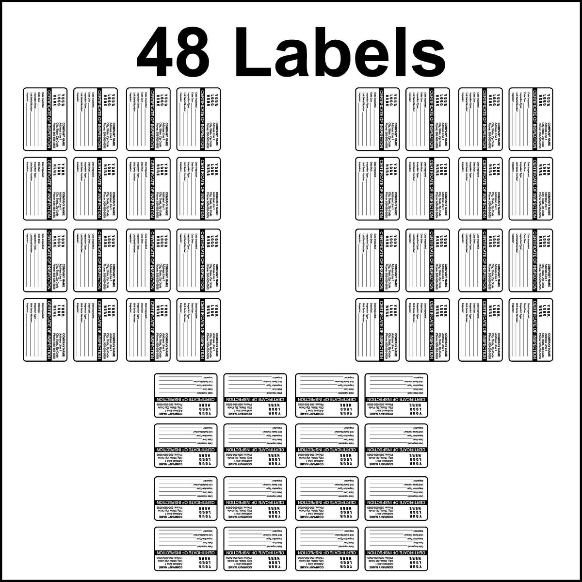 48 Embossable aluminum inspection labels.