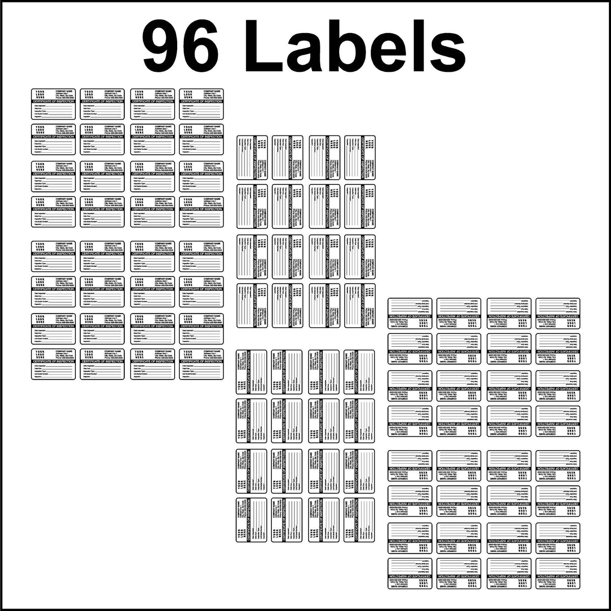 96 Embossable aluminum inspection labels.