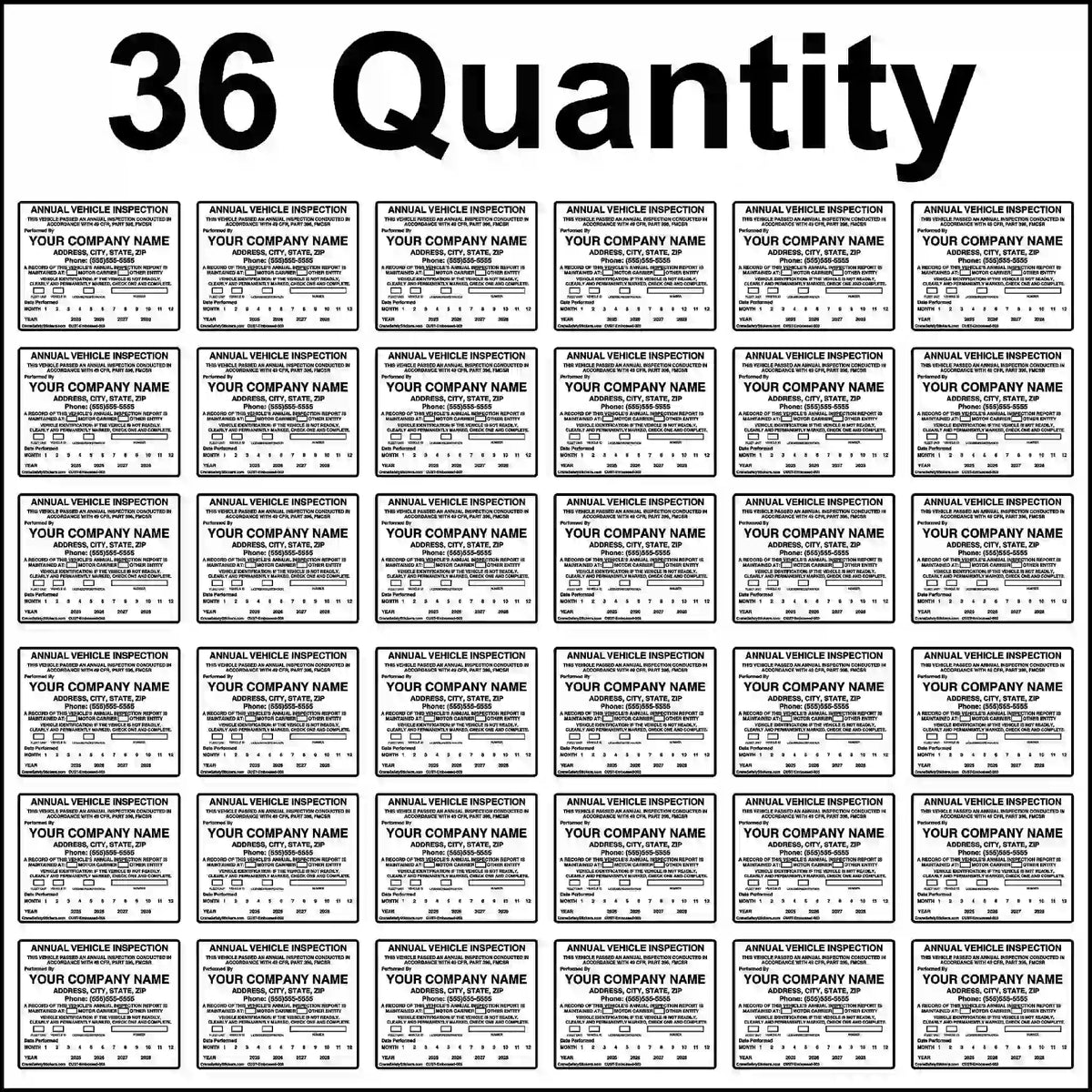 Vehicle inspection label embossed on aluminum