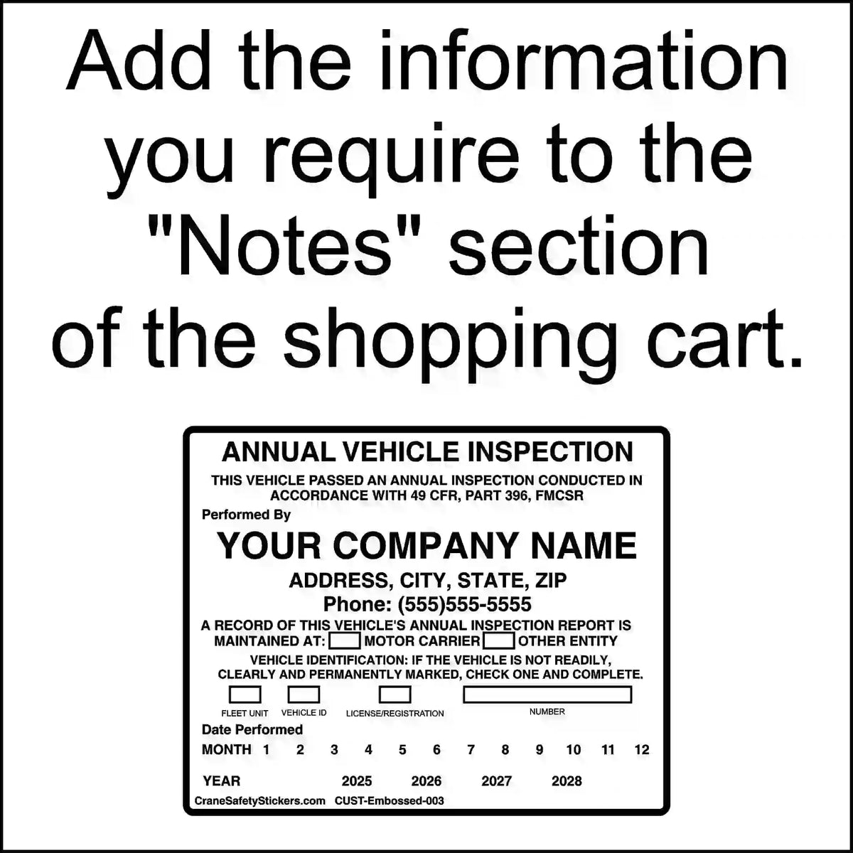 Embossable aluminum vehicle inspection sticker